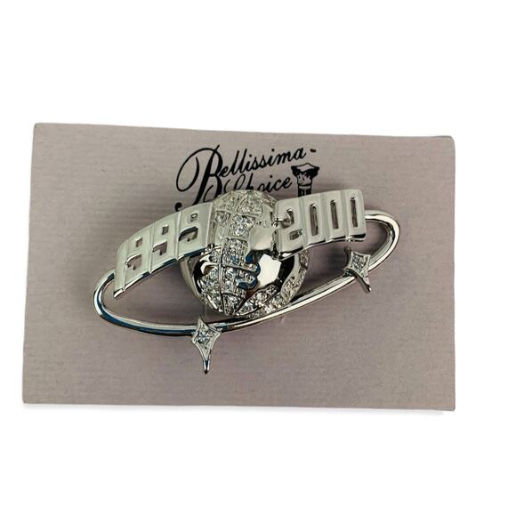 Vintage 1999 Bellissima Choice Silvertone Pin Brooch "1999-2000" 2.5"l x 1.5"h - Picture 1 of 9